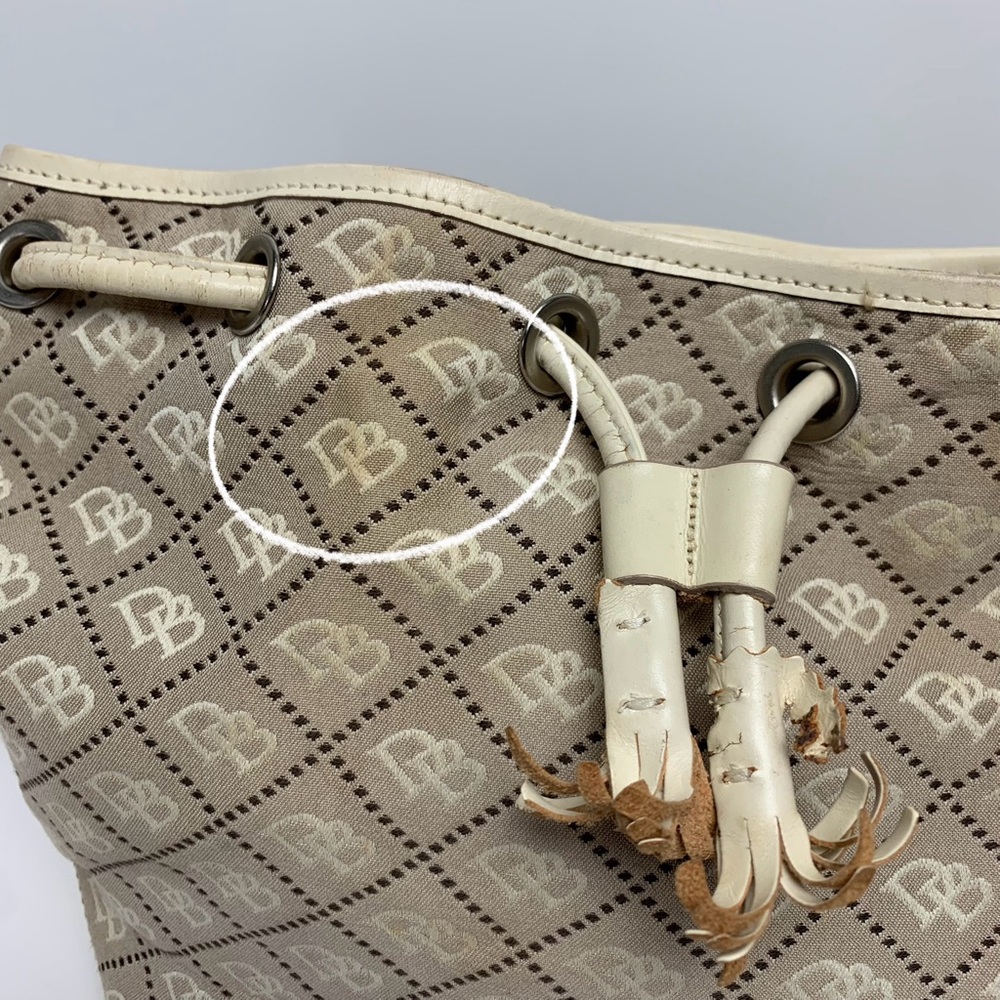 Dooney & Bourke Handbag Drawstring Bucket Tote Hobo Monogram Y2K Purse [Stained] - Picture 8 of 16